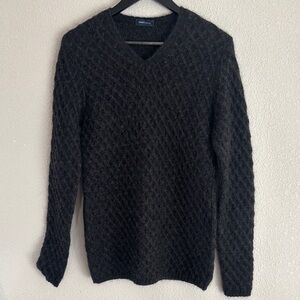 Roberto Collina Textured Dark Ash gray V-Neck Sweater Large